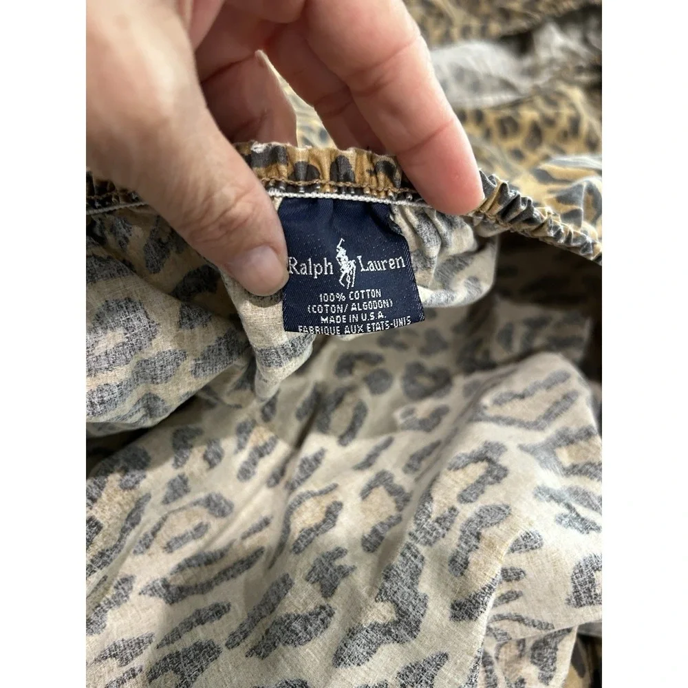 Vintage Ralph Lauren Aragon Leopard King fitted sheet 100% Cotton TLC Condition